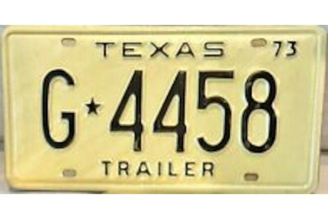 Vintage “Expired” NOS 1973 Texas Trailer License Plates #G 4458  All Original