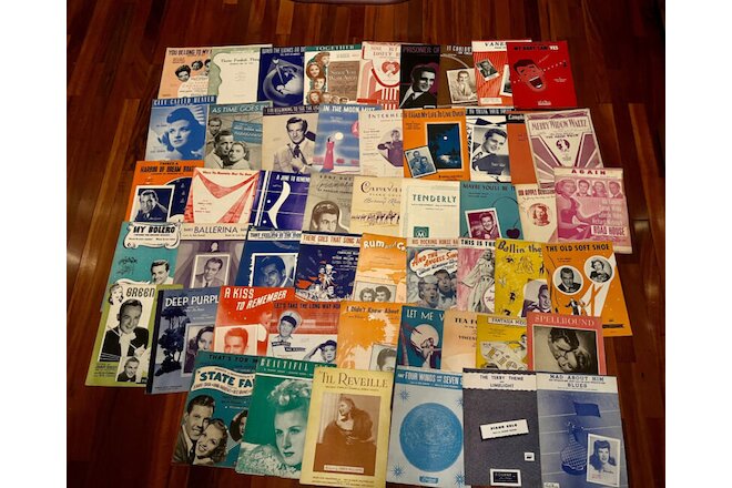 Lof of 51 Vintage Sheet Music  1940's 1950's Musicals & Other