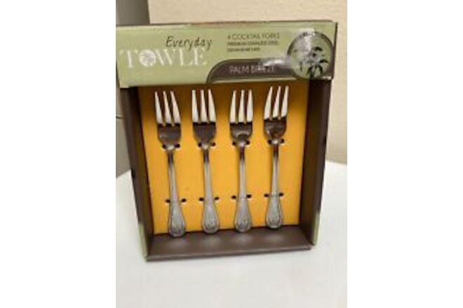 Everyday Towle - PALM BREEZE - 4 Cocktail Forks - BRAND NEW - Premium Stainless