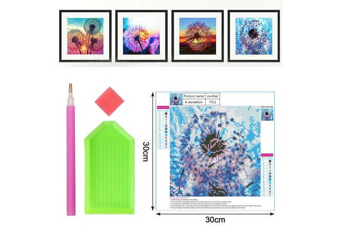 4 Pack Full Drill 5D Diamond Painting Art Cross Stitch Kit Embroidery Home Decor