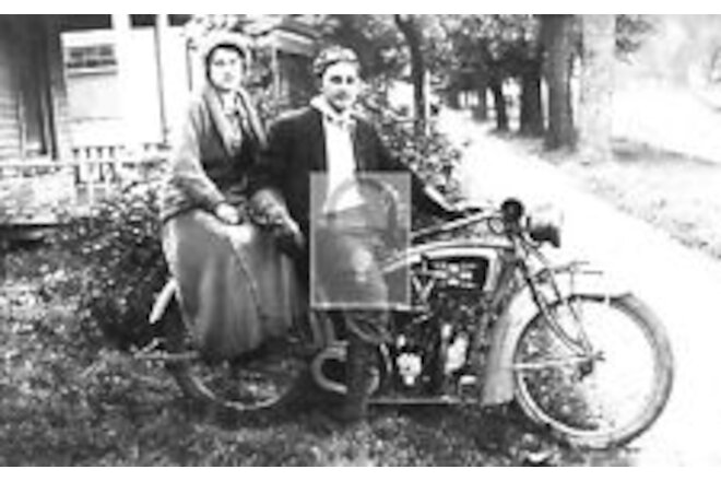 Couple Posing On Excelsior Motorcycle Postcard REPRINT