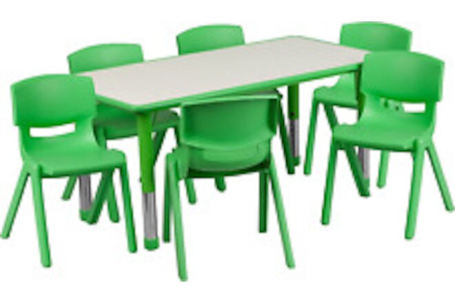 Emmy Adjustable Classroom Activity Table with 6 Stackable Chairs, Rectangular Pl