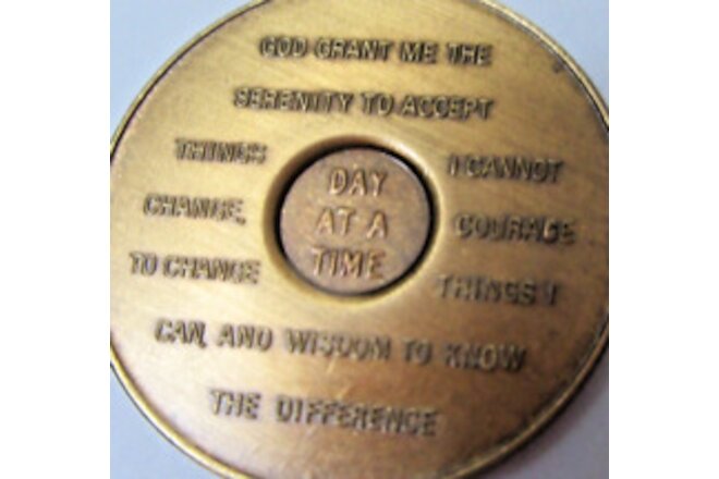 Alcoholics Anonymous Medallion year 27 One Day At A time Bronze AA Token