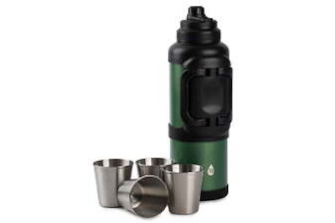 Zeus 135 oz Black and Green Solid Print Stainless Steel Water Bottle
