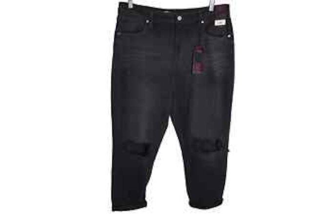 NWT NOBO Black Jeans Sz 16 Ankle Deconstructed Distresses