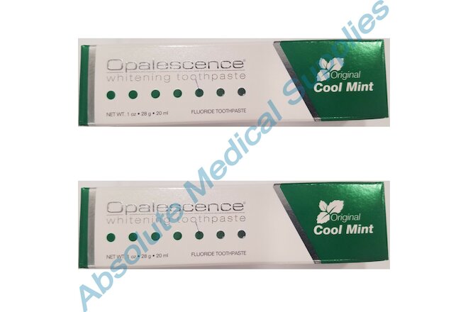 *2-Pack* Opalescence Whitening Toothpaste 1 Oz Fluoride Original Cool Mint 402