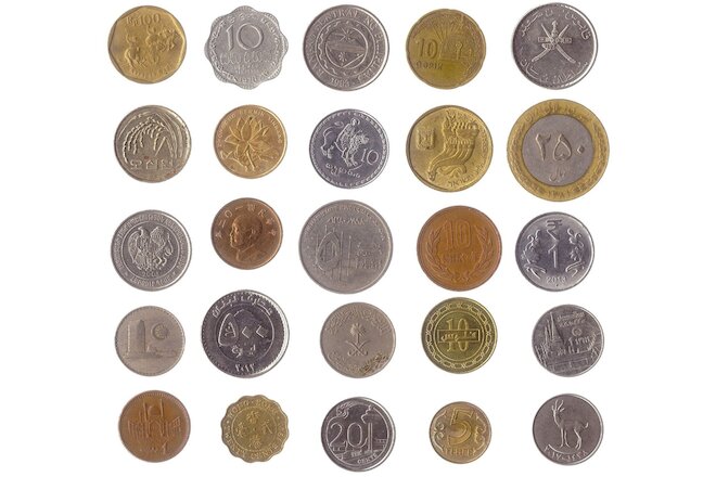 25 COINS FROM DIFFERENT ASIAN COUNTRIES. OLD VALUABLE COLLECTIBLE COINS.