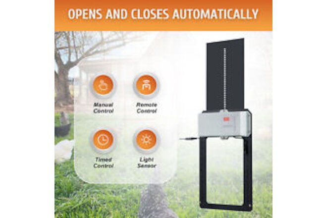 Chicken Coop Door w Automatic Opener Timer Sensor More Solar Power Compatible