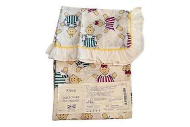 IKEA Crib Duvet QuiltCover W/Pillowcases  Klimp Baby Nursery Dolls Retired Open