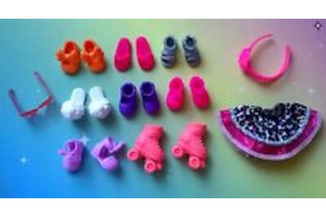 💚Mattel Barbie Kelly Chelsea doll shoes with accessories Lot of 8 pairs👠🧡