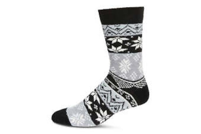 MeMoi Men's Snowflake Fairisle Super Soft Cozy Crew Socks 10-13 / Black