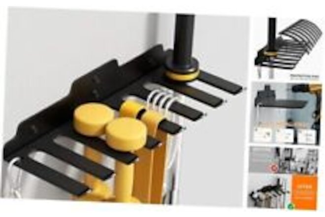 Gym Storage Rack with Protective Pad Designed,Resistance Bands Black 8 Hooks