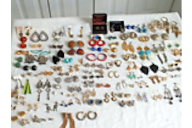 Lot of 103 pair vintage EARRINGS CLIP screw back PIERCED Rhinestone Chandelier