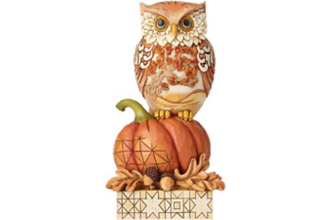 Jim Shore Heartwood Creek Harvest Owl on Pumpkin Figurine, 6.1", Multicolor