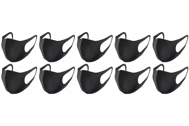 10-Pack Washable Reusable Breathable Black Mouth Cover Face Mask Unisex
