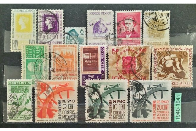 Mexico 1940 1941 15 Stamp lot all different used as seen, combine shipping