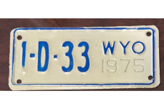 1975 Wyoming Motorcycle DEALER License Plate