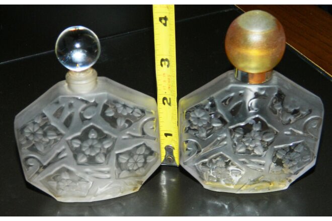 2 Vintage J.C. Brosseau OMBRE ROSE Toilette Empty Glass French Perfume Bottles