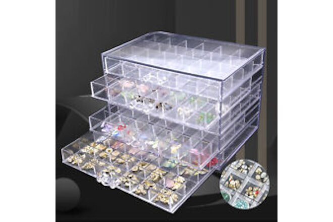 5 Layers Clear Acrylic Organizer Box  Empty Nail Art Storage Tray 120 Grids