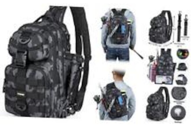 Fishing Tackle Backpack Storage Large(16.5*11.8*5.5inch)-black Camo