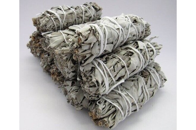10X Cali White Organic Sage Smudge 4''-5'' Wands House Cleansing Negativity