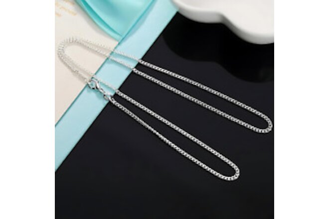 Womens 925 Sterling Silver Solid Silver Chain Figaro Necklace Pendant Chain