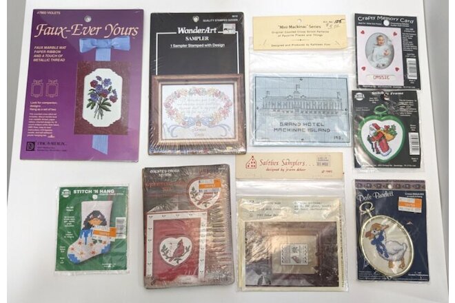 Vintage Counted Cross Stitch Kit Lot of 9 Unopened Old / New Stock 1980s