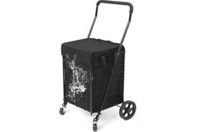 Shopping Cart Liner Waterproof Black Cover Fits Standard Cart Adjustable Straps