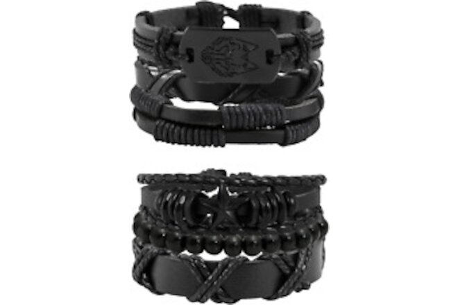 Punk Gothic Leather Bracelet for Men Women Spike Cuff Bangle Cross Bracelet Adju