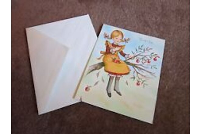 Apple Tree Thank You Note Autumn Leaves Fall Theme Bible verse vtg 1980's Card