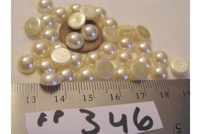 36 Vtg 8mm Cream Faux Pearl Jewelry Findings Cabochon lot Repair brooch Bracelet