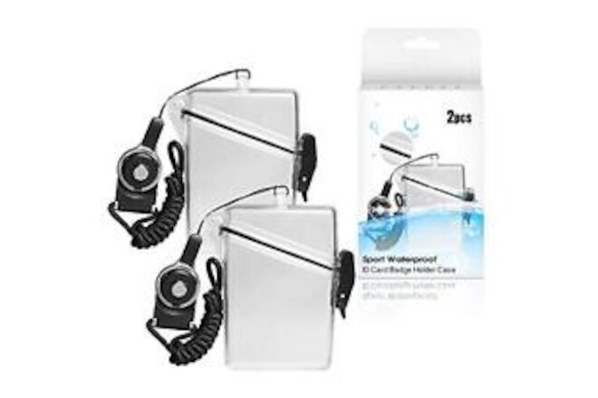 2 Pack Sport Waterproof ID Card Badge Holder Case with Lanyard Cover Multiple...