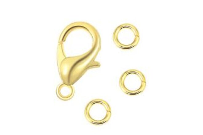 Wholesale Pack- Gold Plated 50 PCS 9mm Small Lobster Clasps and 100 PCS 4mm O...