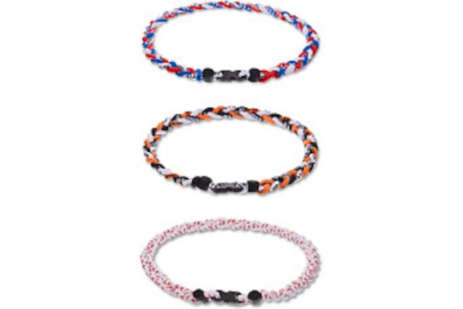 3 Pieces Baseball Necklaces Three Braided Rope Tornado Necklaces Sports Titanium