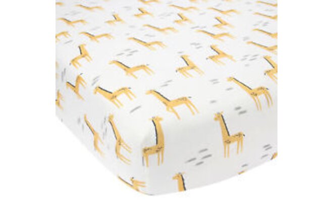 Lambs & Ivy Signature Giraffe Organic Cotton Fitted Crib Sheet - White/Yellow
