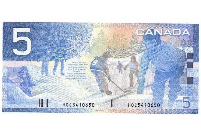 Canada 2002 $5 Regular Note Issue 6 Prefixes HOC, HOH, HOK, HOM, HON, HOS - UNC