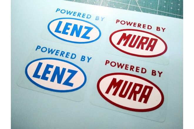 LENZ & MURA Vintage-Style Mini Stickers • 4-pack • Pit Box Decals • Clear Vinyl