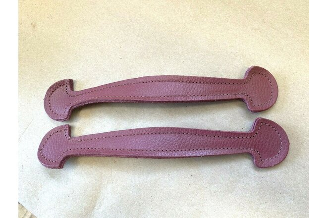 2 Reddish Brown Leather 9 1/4" Trunk Handles   trunk chest steamer luggage strap