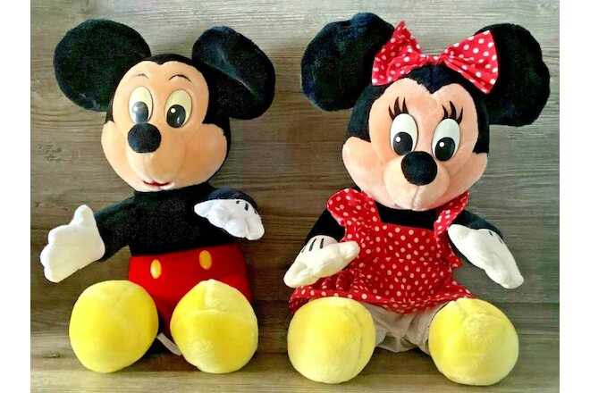 Vintage Pair 1991 40cm Minnie & Mickey Mouse Plush Toy Walt Disney Company Korea