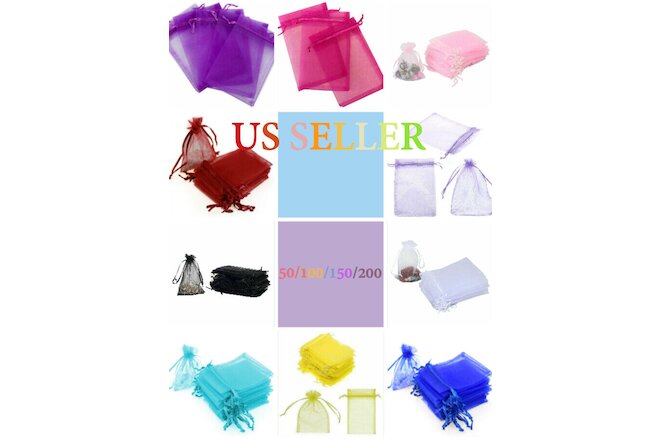 New "4x4" Drawstring Organza Bags Jewelry Pouches Wedding Party Favor Gift Bags
