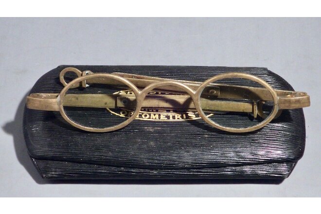 Antique Early 1800's Brass Spectacle w/ Protective Case