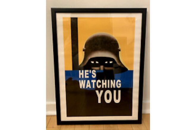 US WWII Framed Poster 'He's Watching You' Vintage Art Print - 19"x25"