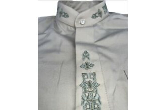 Chief India Cultural Embroidered Long Sleeve Tan Button Up Men’s Medium NWT