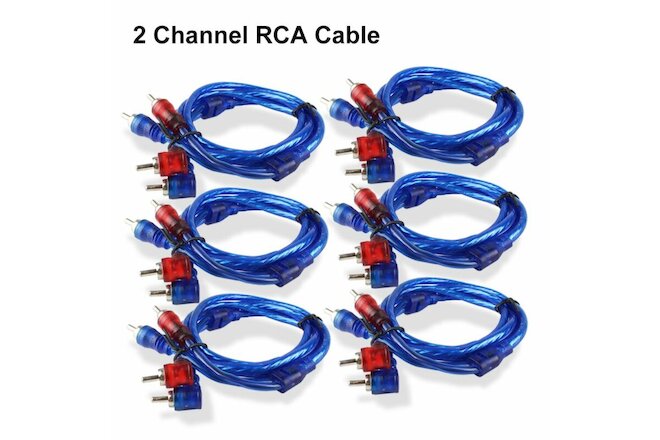 6PCS Car Audio Stereo RCA Interconnect Cable Ultra Flex Male Plug Connector 3 FT