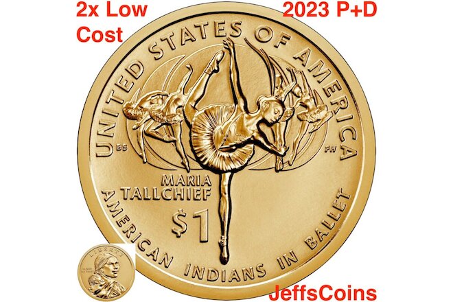 2023 P D Native American MARIA TALLCHIEF 5 Moons Sacagawea Dollars 2 Low Cost PD