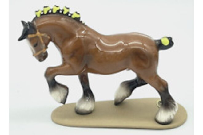 Miniature Draft Horse Figurine HAGEN RENAKER Clydesdale Porcelain Green Bobs