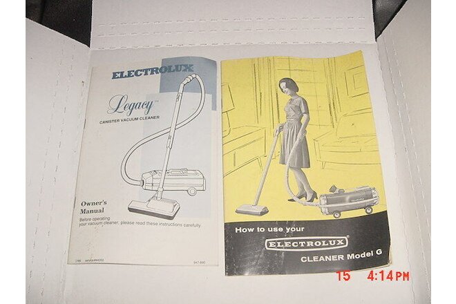 1964 & 1989 Electrolux Model G/Legacy Vacuum Manual Vintage - Lot of 2