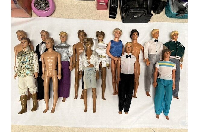 Assorted Lot of 14 Ken Dolls all Male Dolls