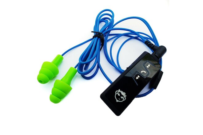 Bluetooth Workinbuds Green/Blue - Earplug Earphones & Wireless Headset Bundle