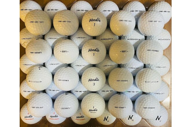 Noodle Assorted White Golf Balls-Lot 50-3A Very Good, All Playable